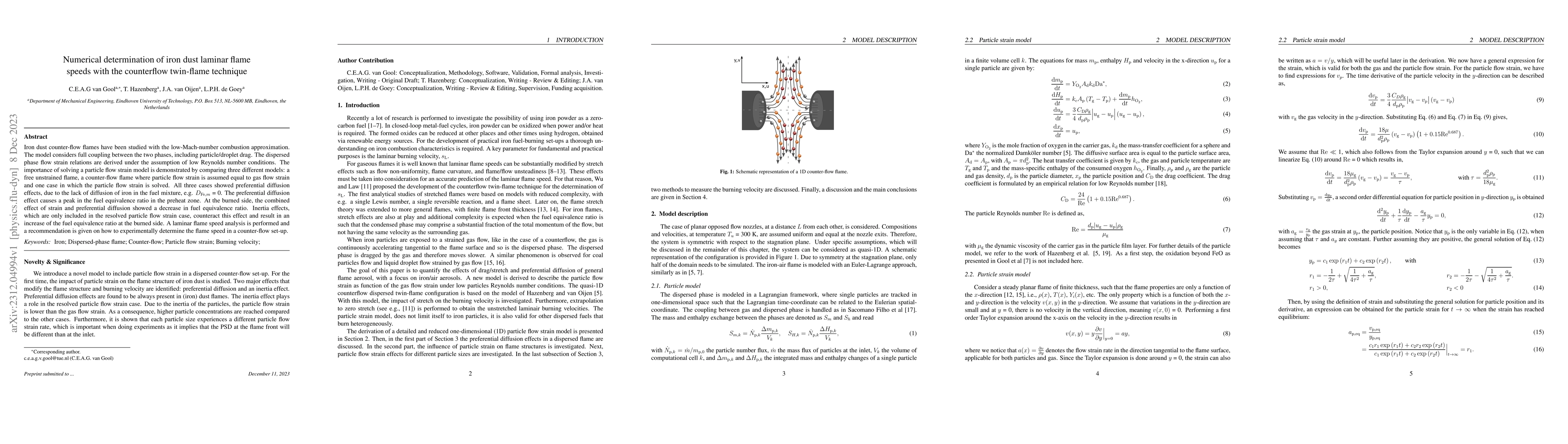 Thumbnail for Numerical determination of iron dust laminar flame speeds with the
  counterflow twin-flame technique