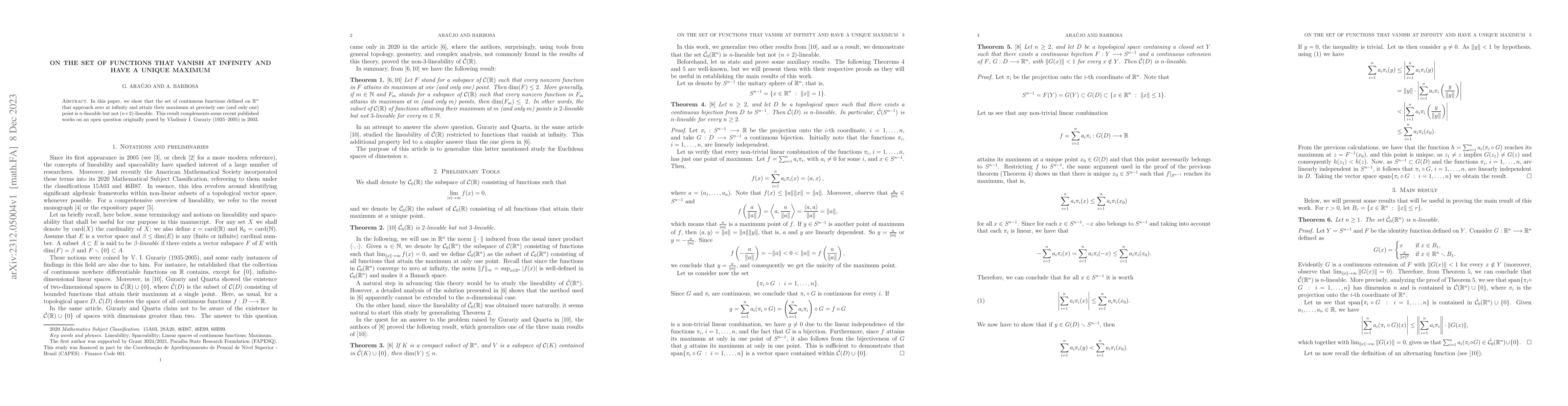 Thumbnail for On the set of functions that vanish at infinity and have a unique
  maximum