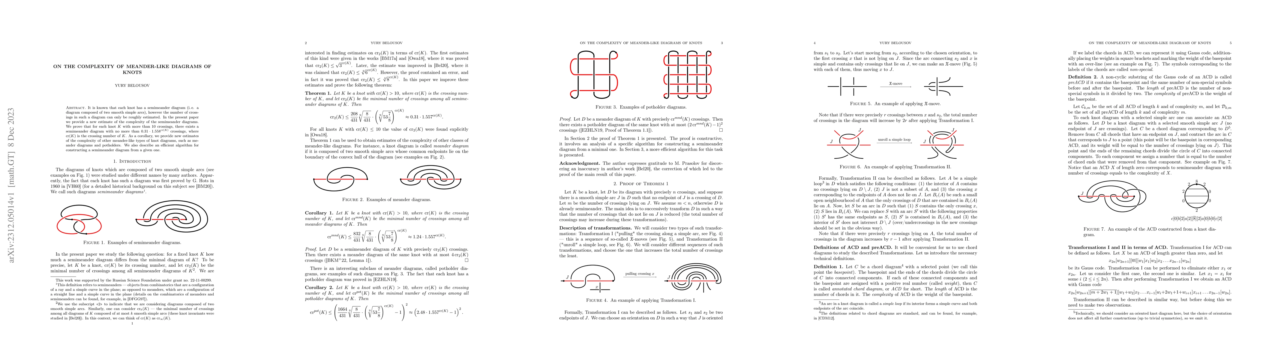 Thumbnail for On the complexity of meander-like diagrams of knots