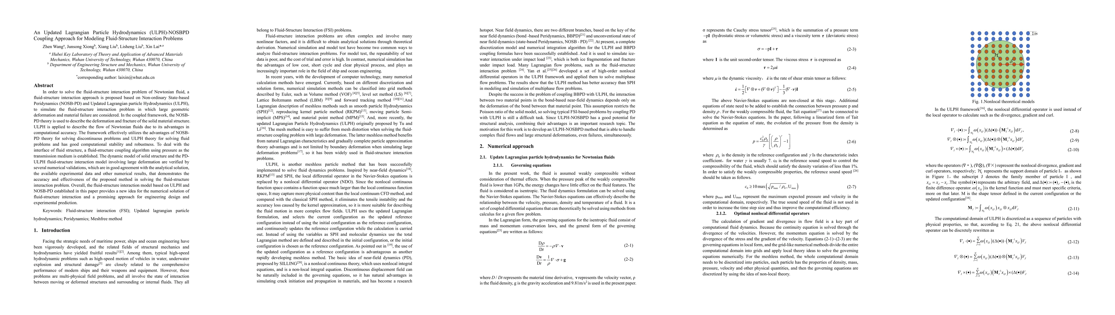 Thumbnail for An Updated Lagrangian Particle Hydrodynamics (ULPH)-NOSBPD Coupling
  Approach for Modeling Fluid-Structure Interaction Problems