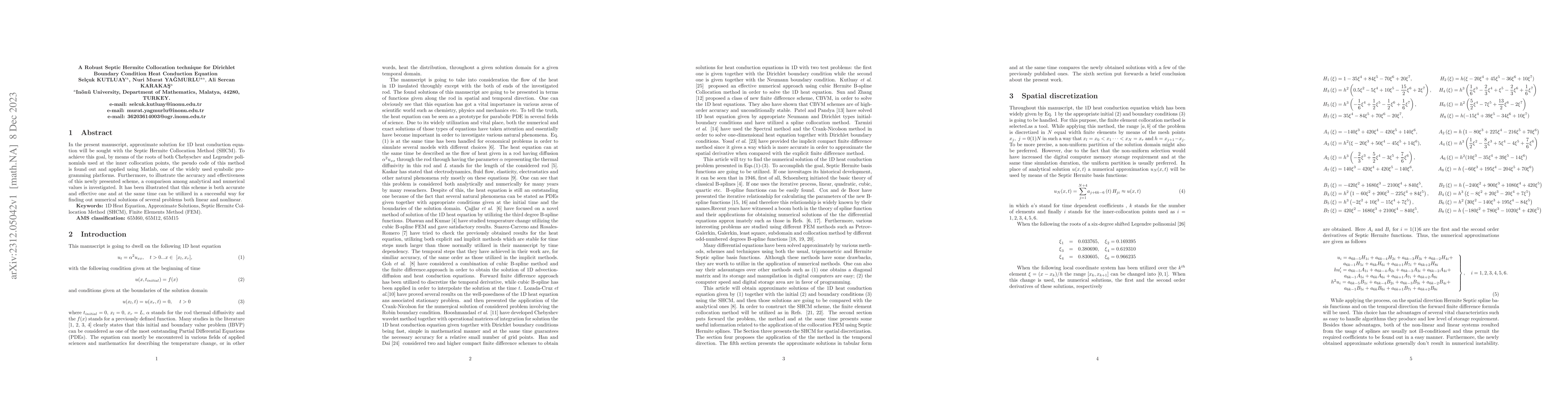 Thumbnail for A Robust Septic Hermite Collocation technique for Dirichlet Boundary
  Condition Heat Conduction Equation