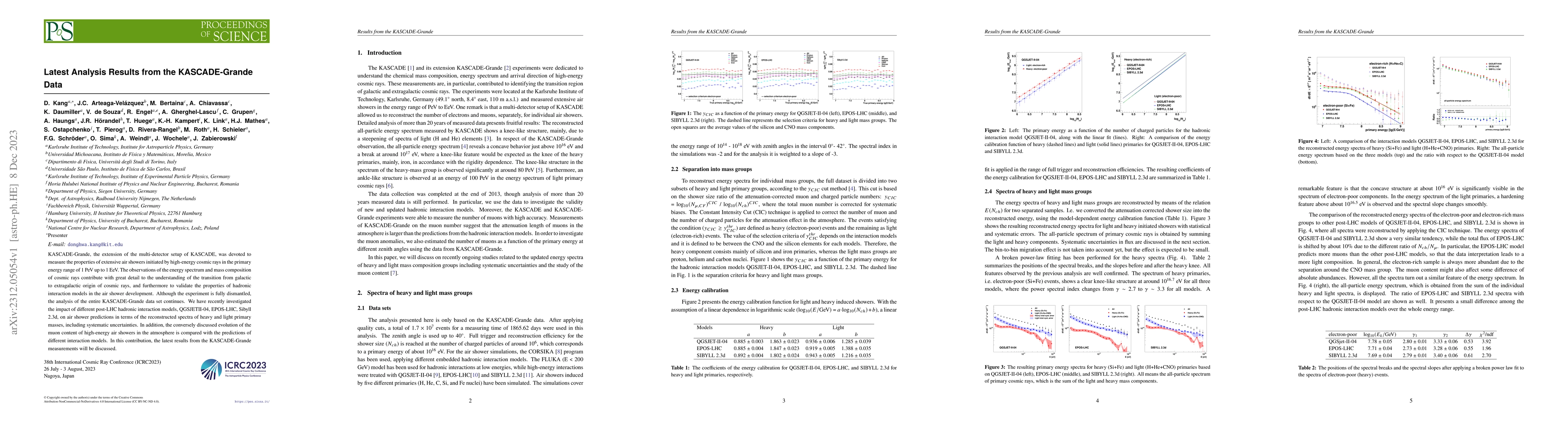 Thumbnail for Latest Analysis Results from the KASCADE-Grande Data