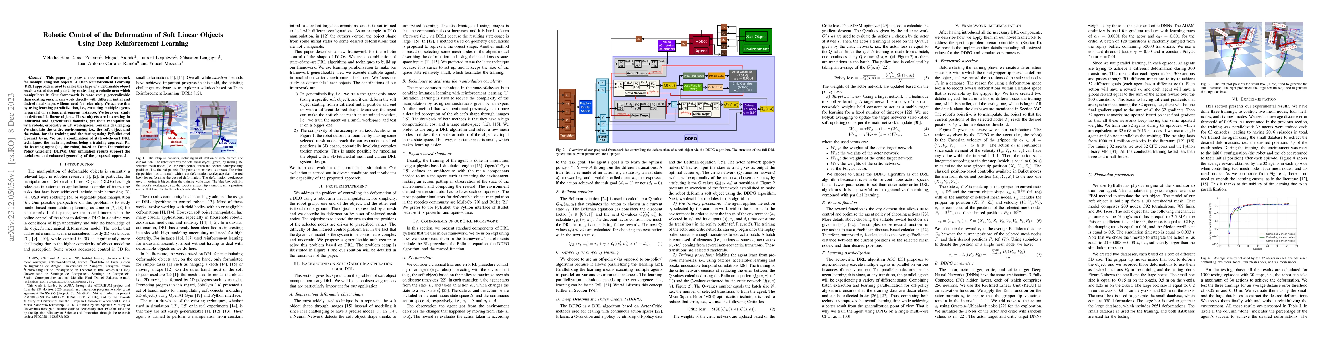 Thumbnail for Robotic Control of the Deformation of Soft Linear Objects Using Deep
  Reinforcement Learning