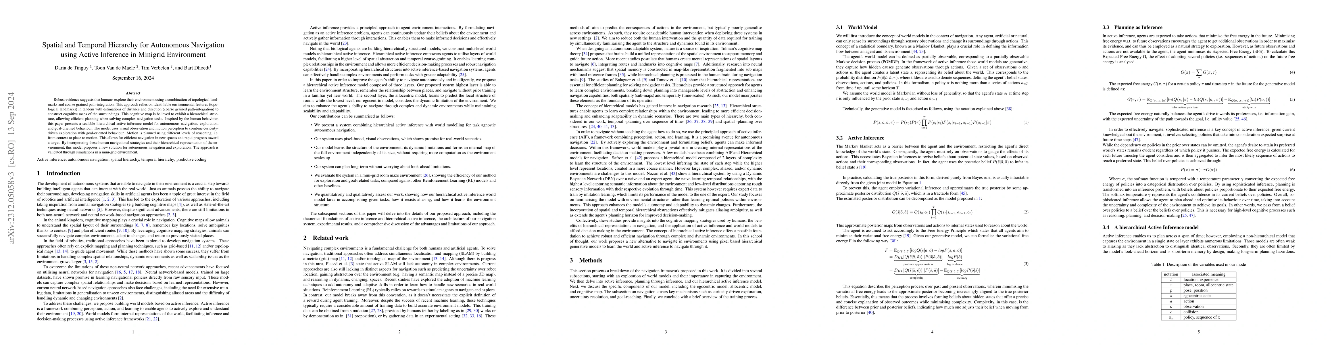 Thumbnail for Spatial and Temporal Hierarchy for Autonomous Navigation using Active
  Inference in Minigrid Environment