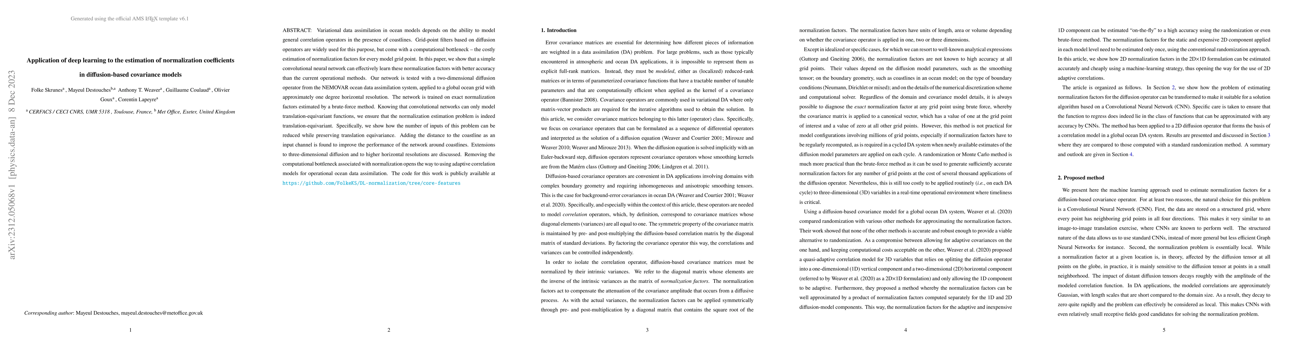 Thumbnail for Application of deep learning to the estimation of normalization
  coefficients in diffusion-based covariance models