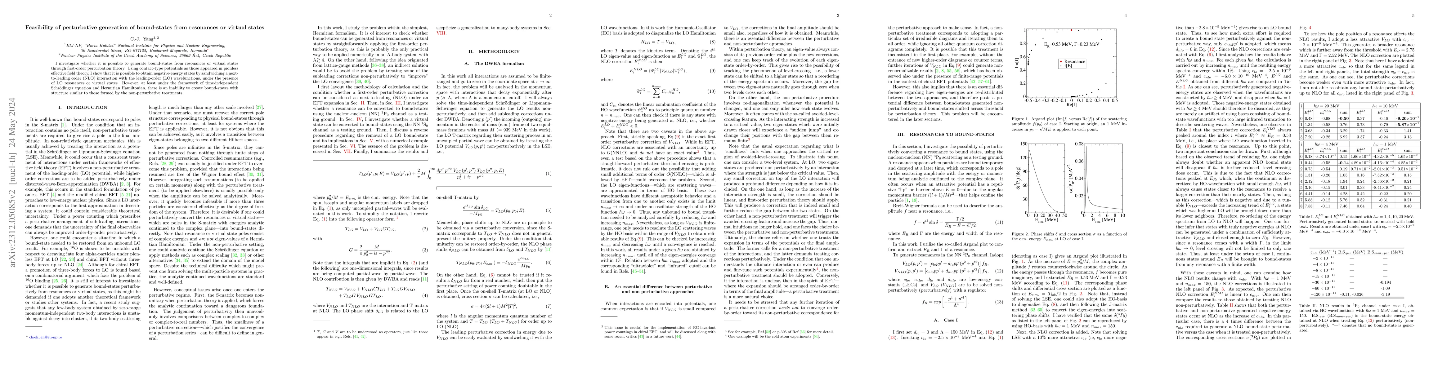 Thumbnail for Feasibility of perturbative generation of bound-states from resonances
  or virtual states