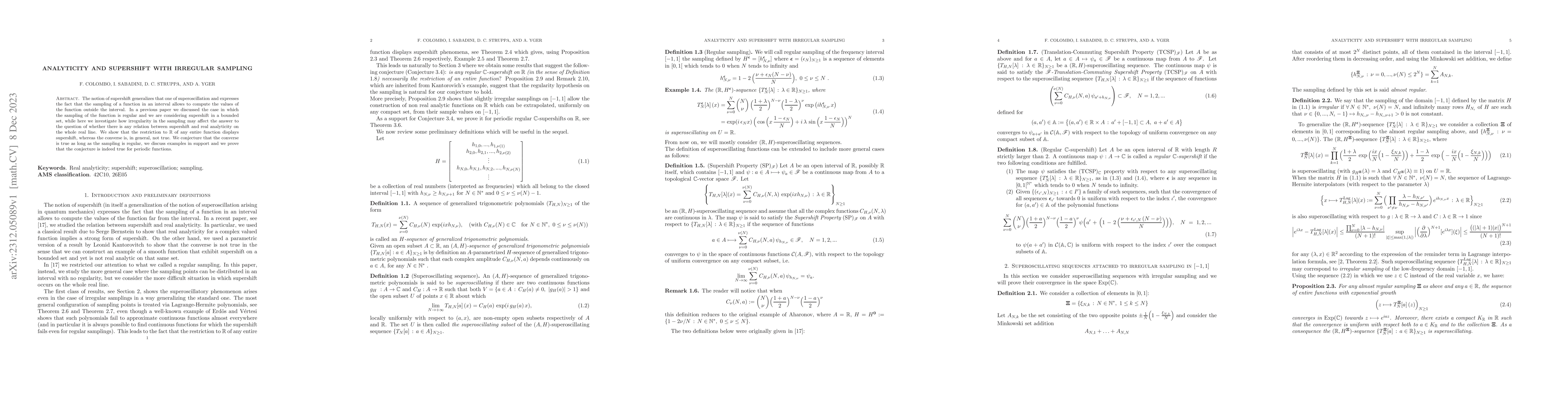 Thumbnail for Analyticity and supershift with irregular sampling