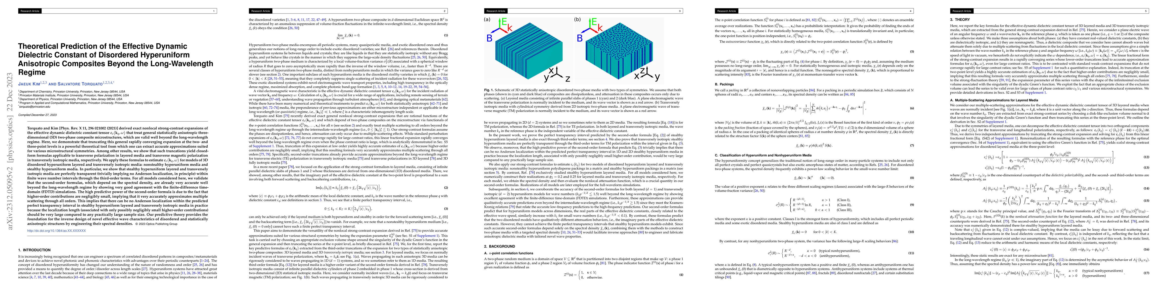 Thumbnail for Theoretical Prediction of the Effective Dynamic Dielectric Constant of
  Disordered Hyperuniform Anisotropic Composites Beyond the Long-Wavelength
  Regime