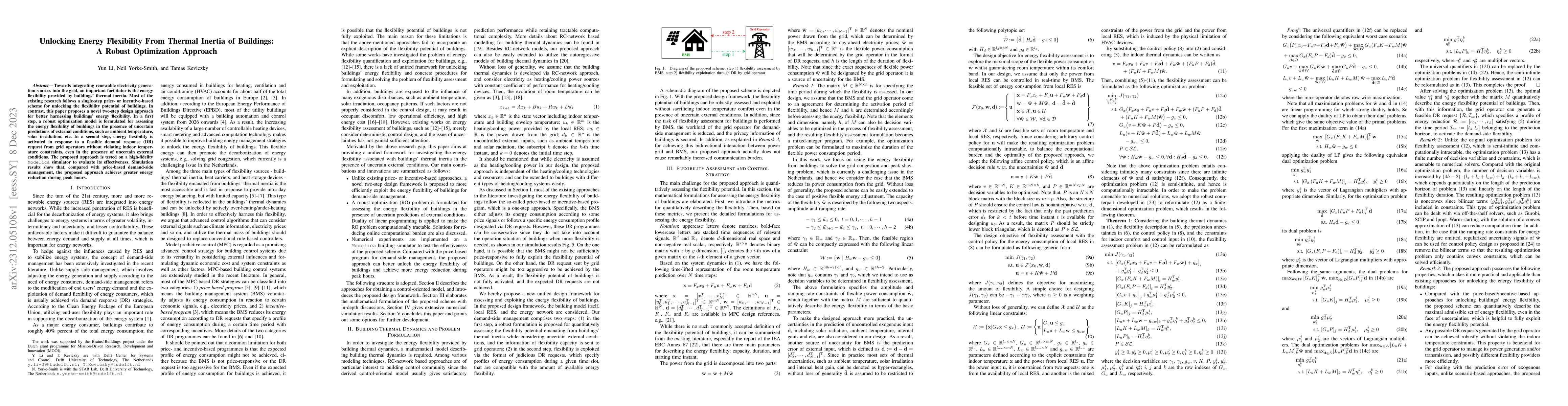 Thumbnail for Unlocking Energy Flexibility From Thermal Inertia of Buildings: A Robust
  Optimization Approach