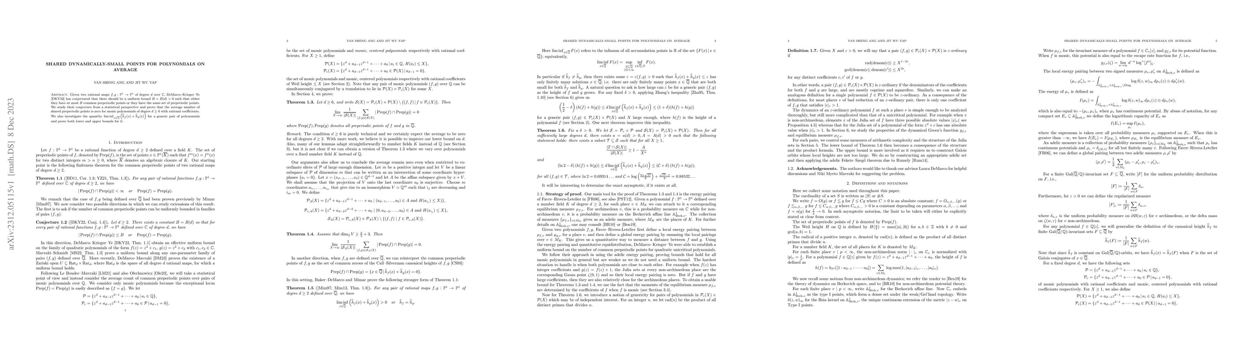 Thumbnail for Shared Dynamically-Small Points for Polynomials on Average