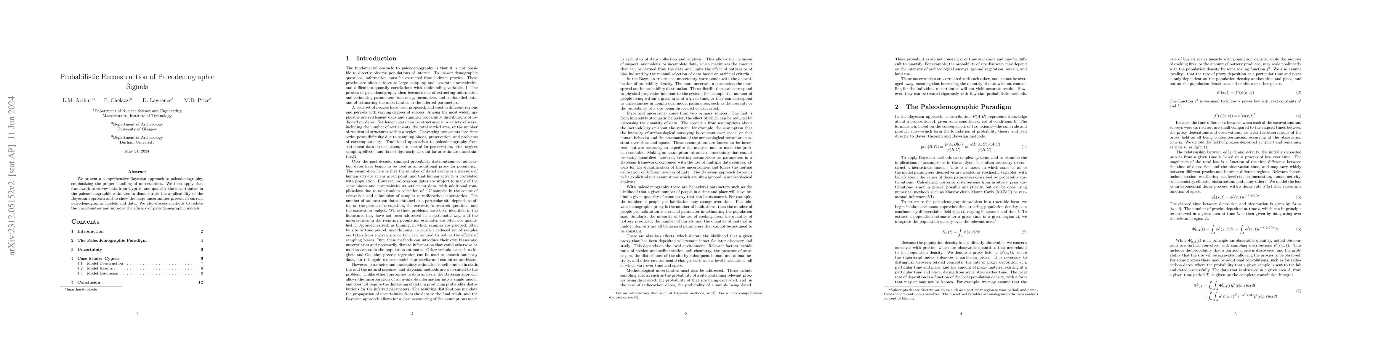 Thumbnail for Probabilistic Reconstruction of Paleodemographic Signals