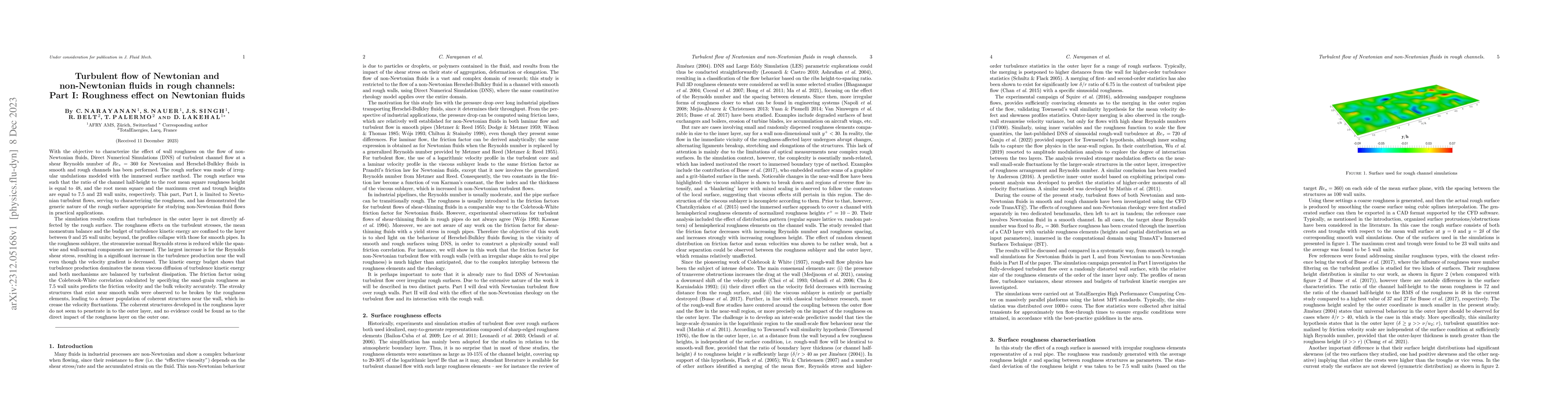Thumbnail for Turbulent flow of Newtonian and non-Newtonian fluids in rough channels:
  Part I: Roughness effect on Newtonian fluids