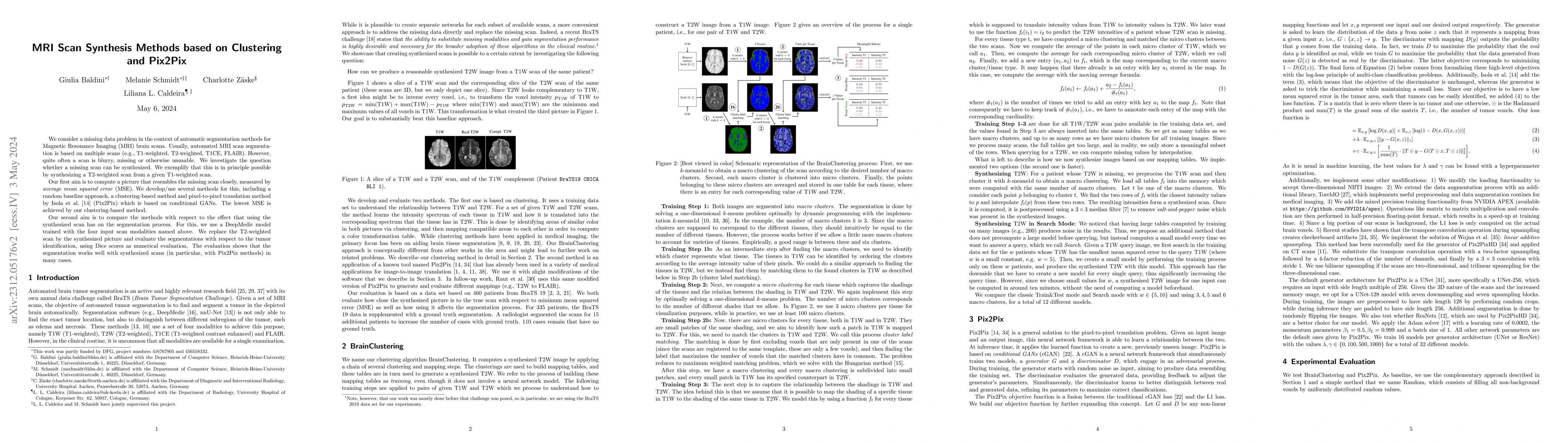 Thumbnail for MRI Scan Synthesis Methods based on Clustering and Pix2Pix