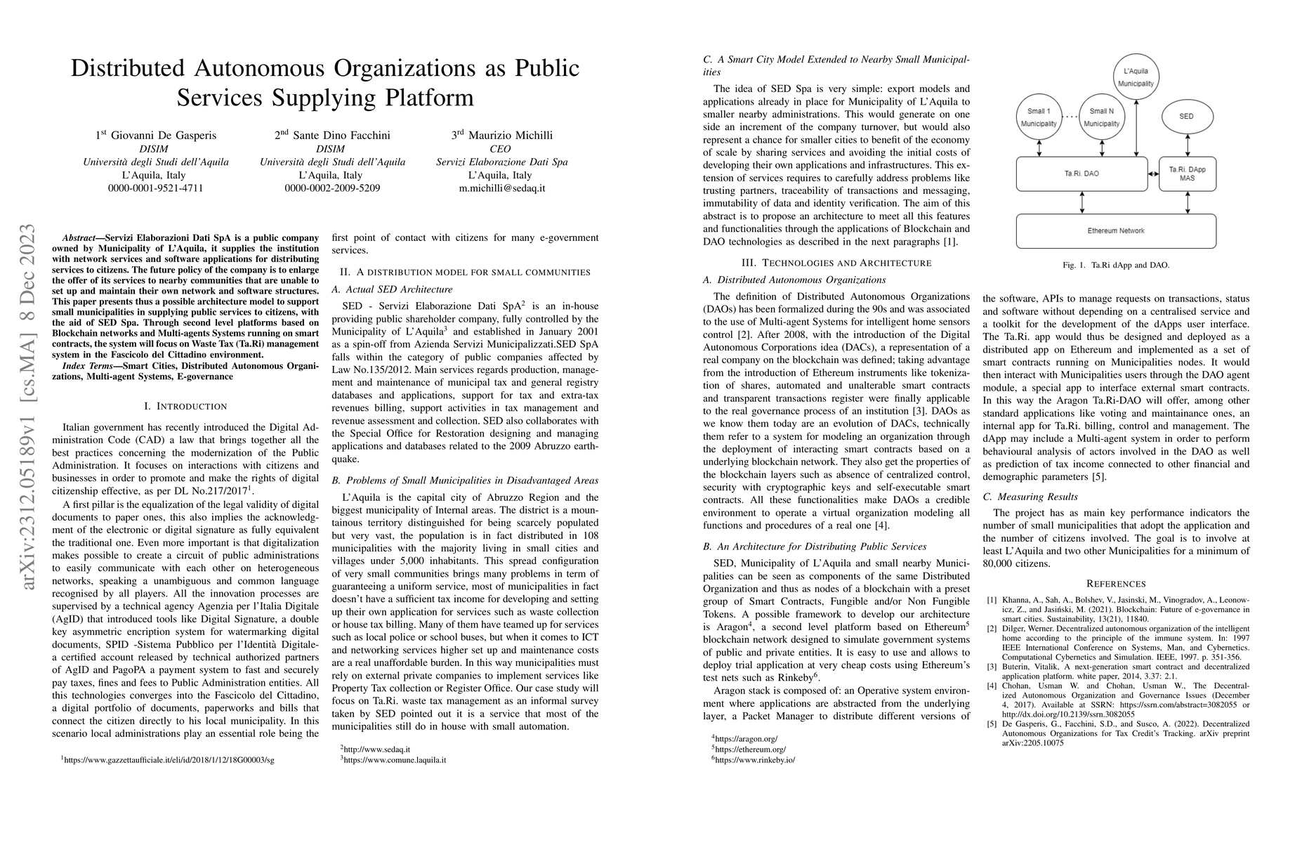 Thumbnail for Distributed Autonomous Organizations as Public Services Supplying
  Platform