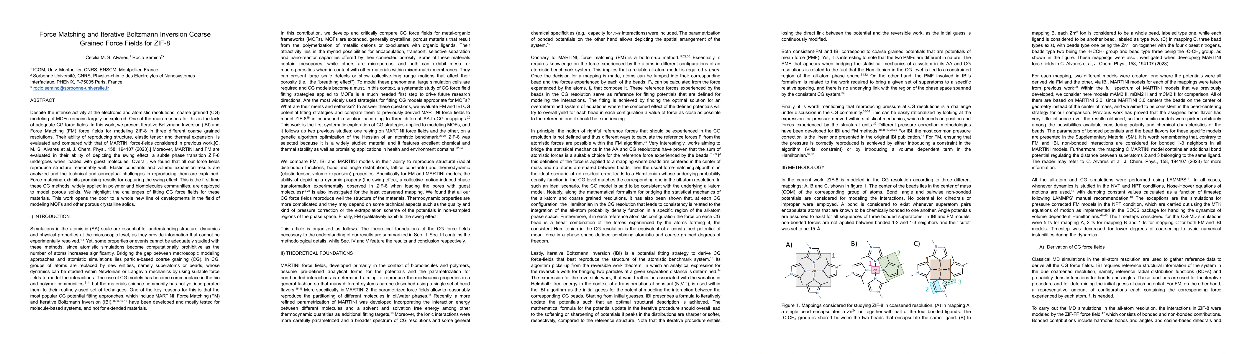 Thumbnail for Force Matching and Iterative Boltzmann Inversion Coarse Grained Force
  Fields for ZIF-8