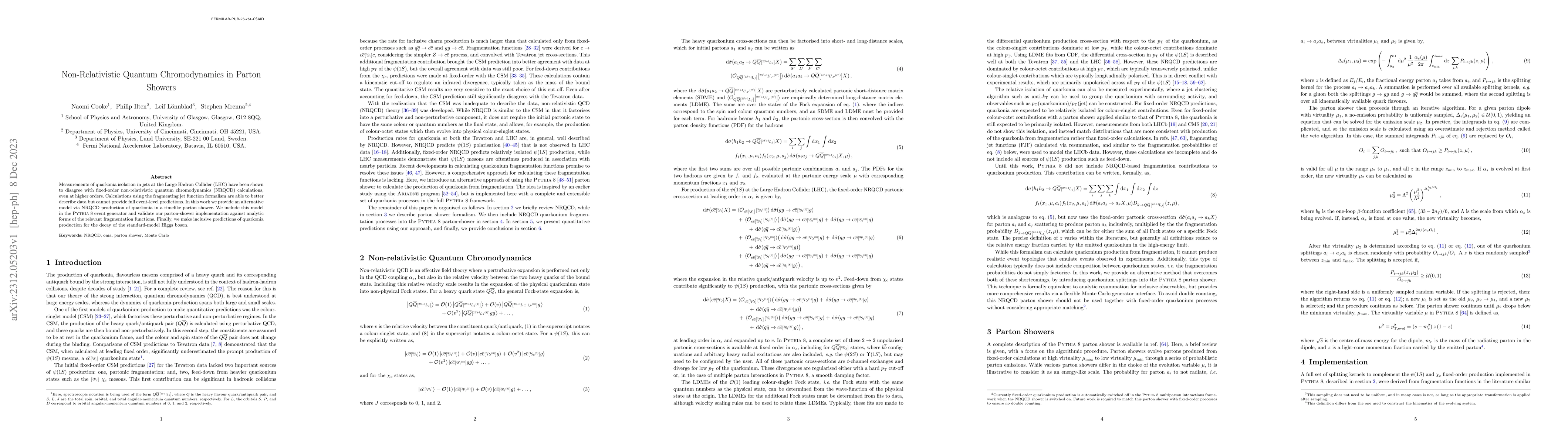 Thumbnail for Non-Relativistic Quantum Chromodynamics in Parton Showers