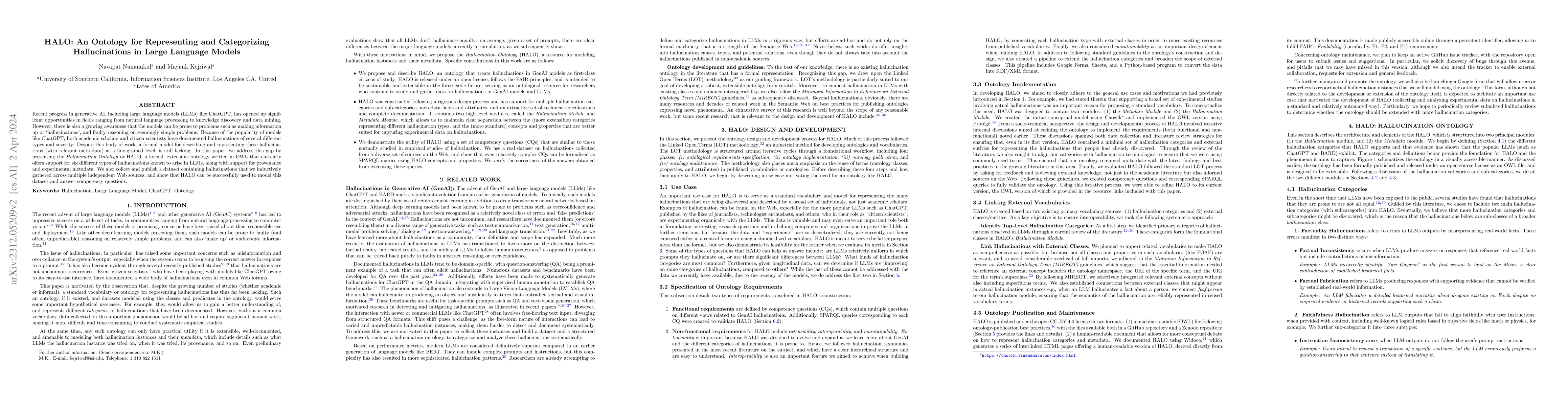 Thumbnail for HALO: An Ontology for Representing and Categorizing Hallucinations in
  Large Language Models