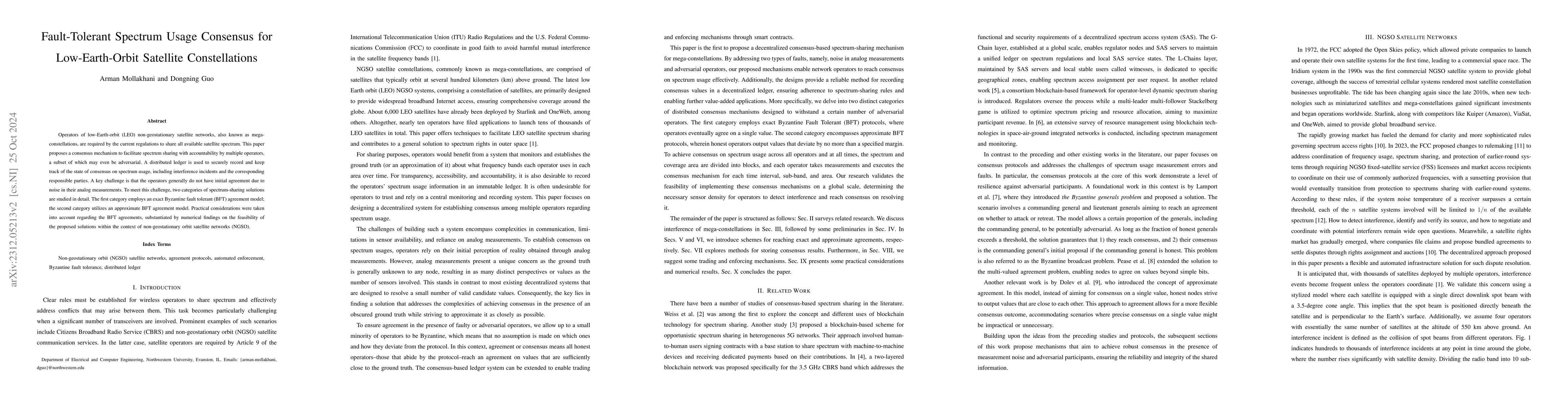 Thumbnail for Achieving Consensus on Spectrum Usage in the Presence of Faults