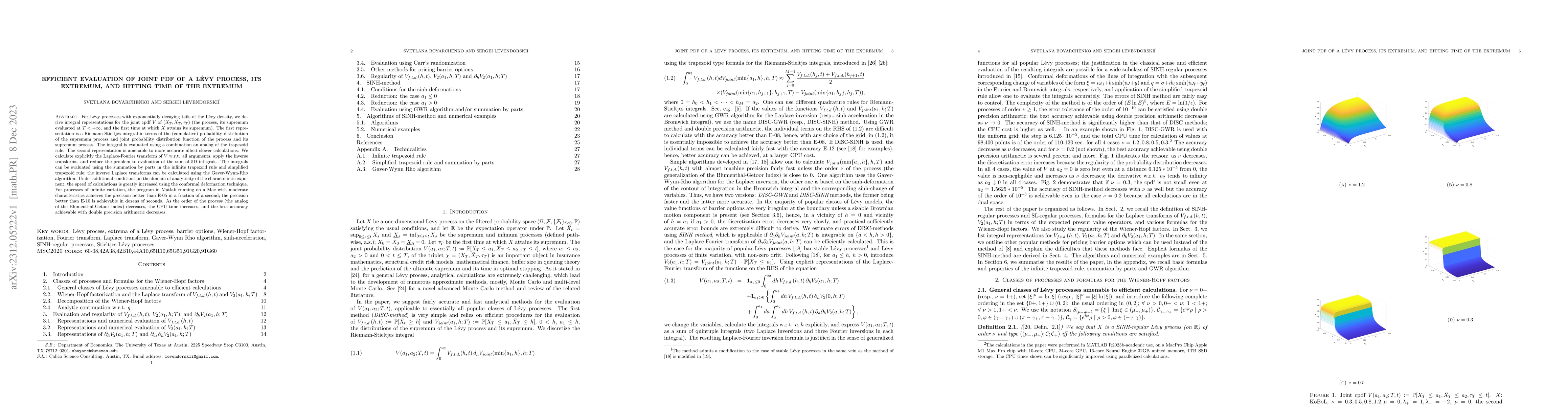 Thumbnail for Efficient evaluation of joint pdf of a L\'evy process, its extremum, and
  hitting time of the extremum