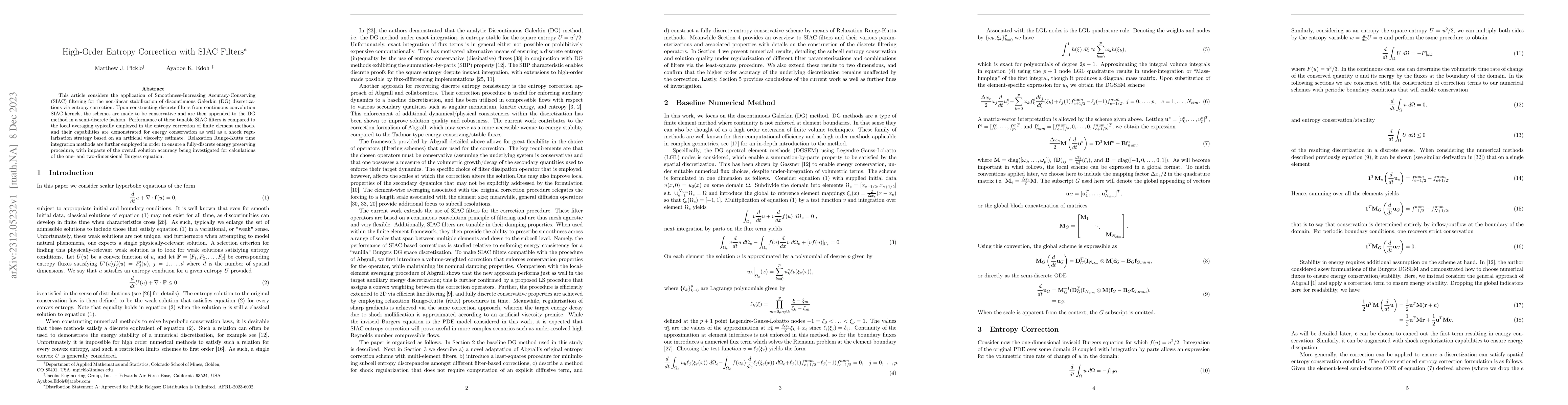 Thumbnail for High-Order Entropy Correction with SIAC Filters