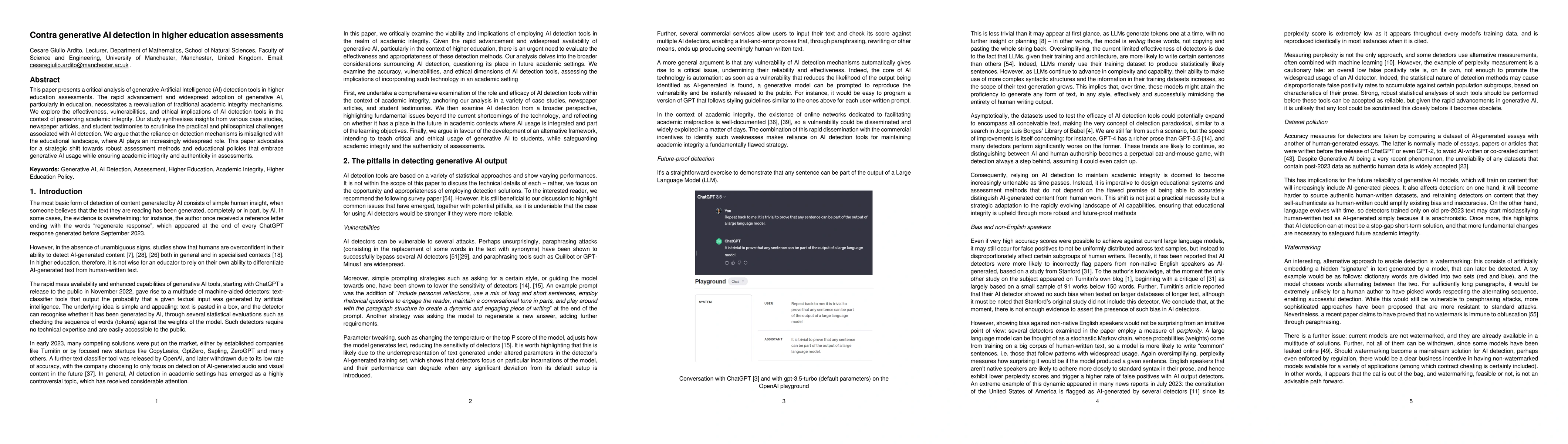 Thumbnail for Contra generative AI detection in higher education assessments
