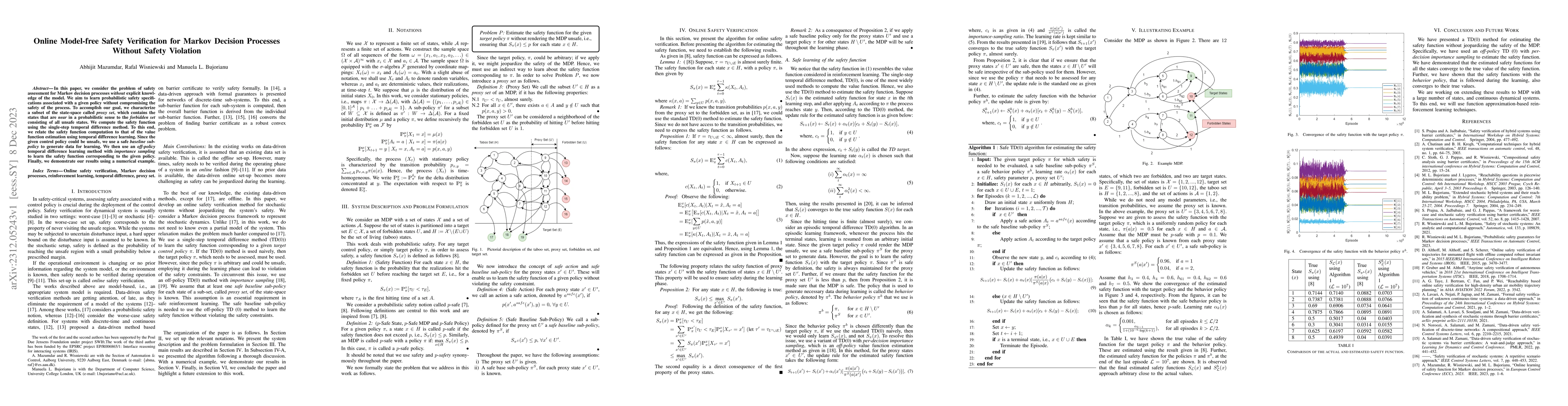 Thumbnail for Online Model-free Safety Verification for Markov Decision Processes
  Without Safety Violation