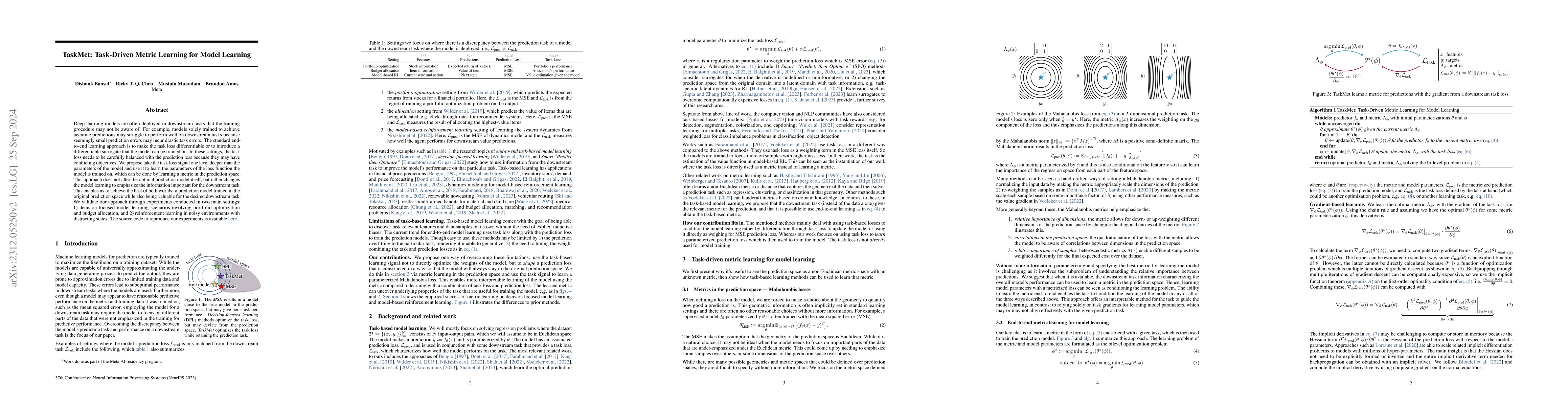 Thumbnail for TaskMet: Task-Driven Metric Learning for Model Learning