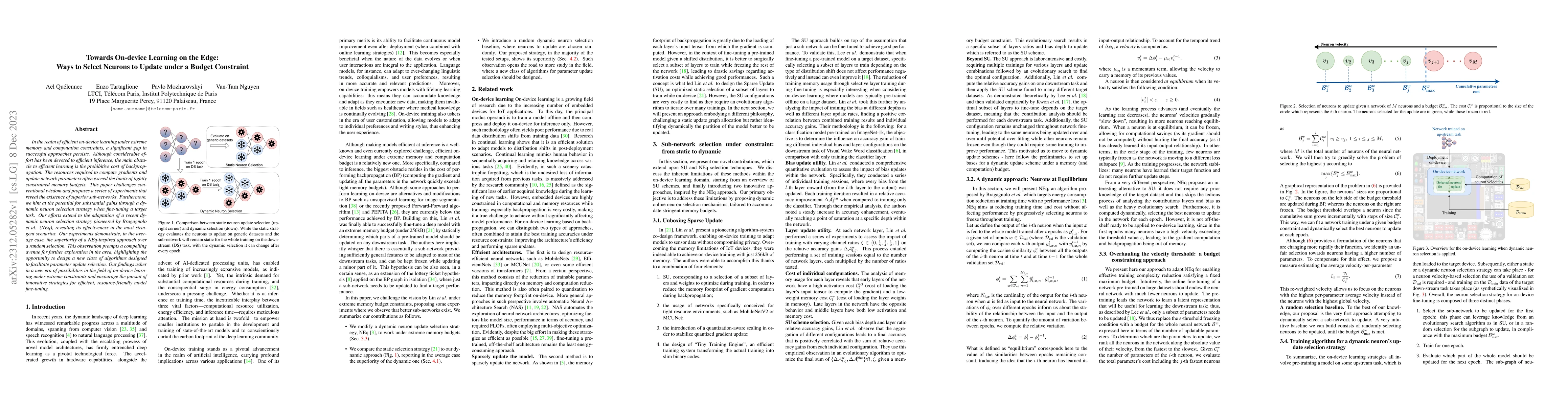Thumbnail for Towards On-device Learning on the Edge: Ways to Select Neurons to Update
  under a Budget Constraint
