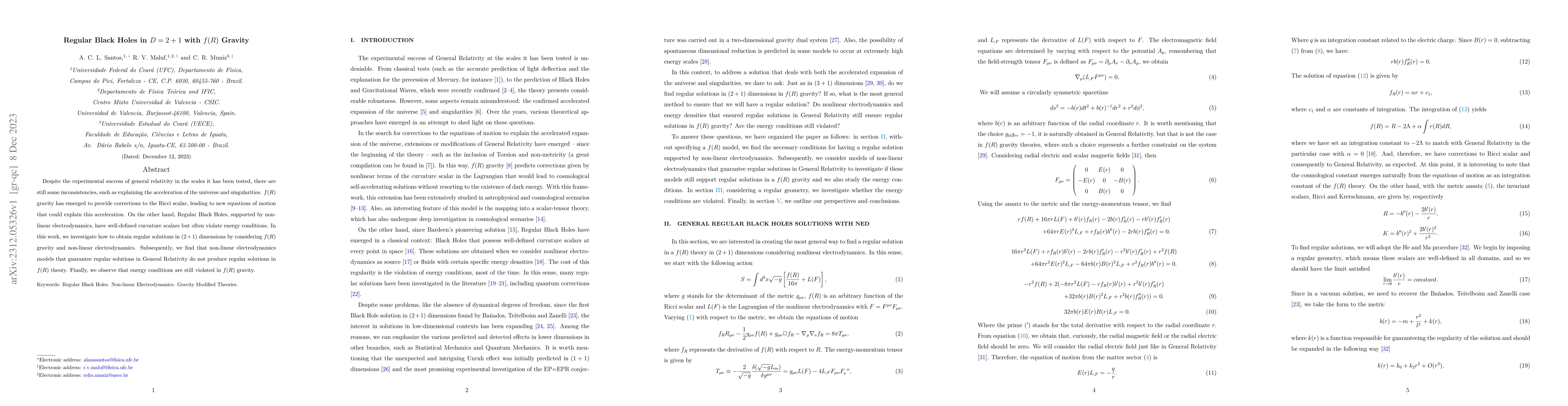 Thumbnail for Regular Black Holes in $D=2+1$ with $f(R)$ Gravity