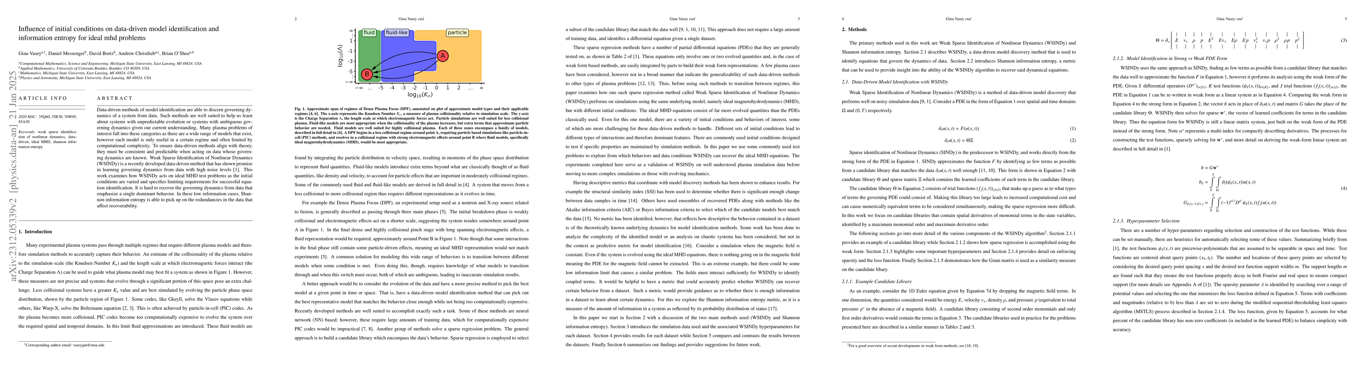 Thumbnail for Influence of initial conditions on data-driven model identification and
  information entropy for ideal mhd problems