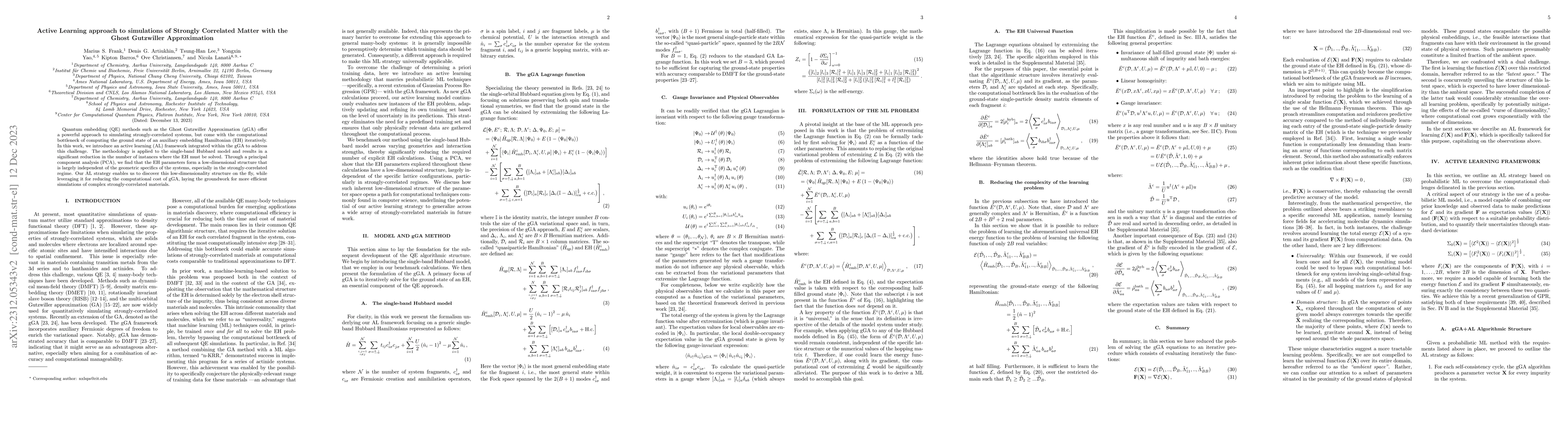 Thumbnail for Active Learning approach to simulations of Strongly Correlated Matter
  with the Ghost Gutzwiller Approximation