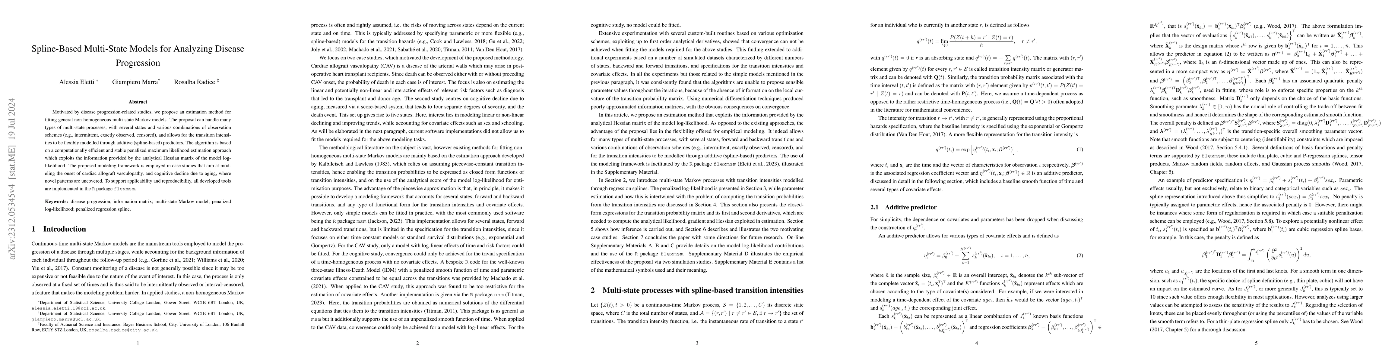Thumbnail for Spline-Based Multi-State Models for Analyzing Disease Progression