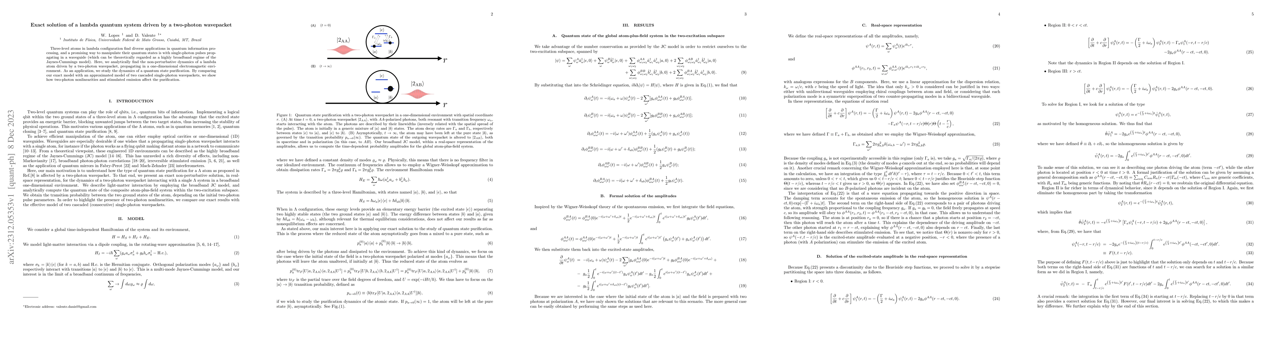 Thumbnail for Exact solution of a lambda quantum system driven by a two-photon
  wavepacket