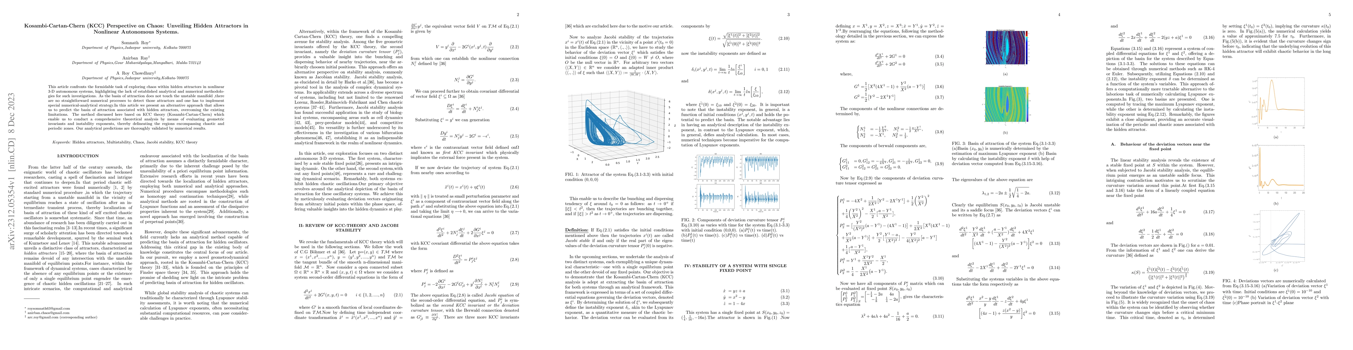 Thumbnail for Kosambi-Cartan-Chern (KCC) Perspective on Chaos: Unveiling Hidden
  Attractors in Nonlinear Autonomous Systems