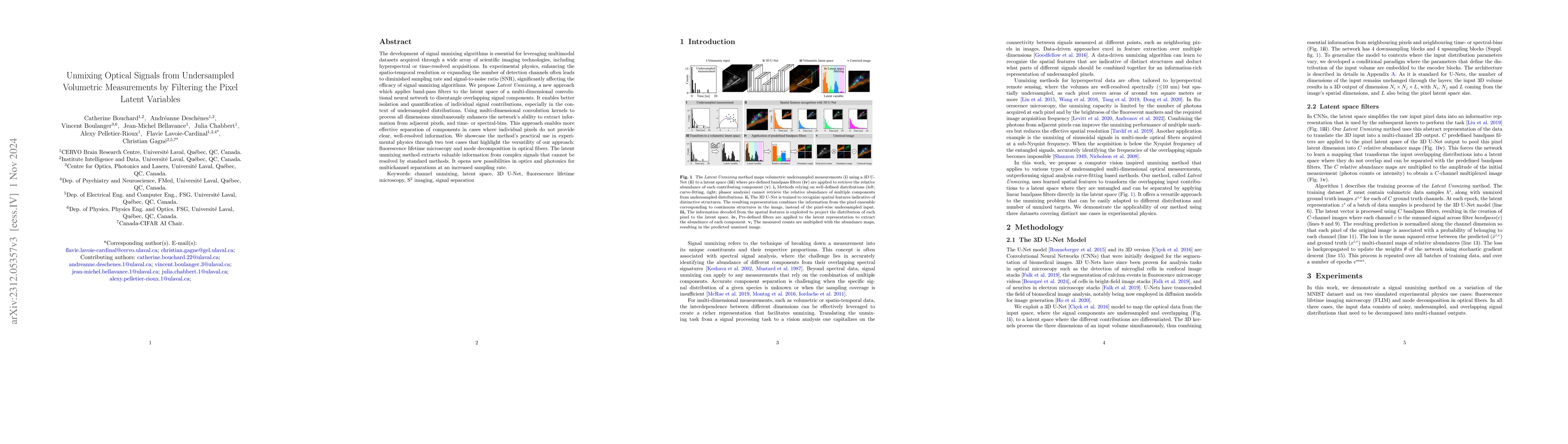 Thumbnail for Filtering Pixel Latent Variables for Unmixing Noisy and Undersampled
  Volumetric Images