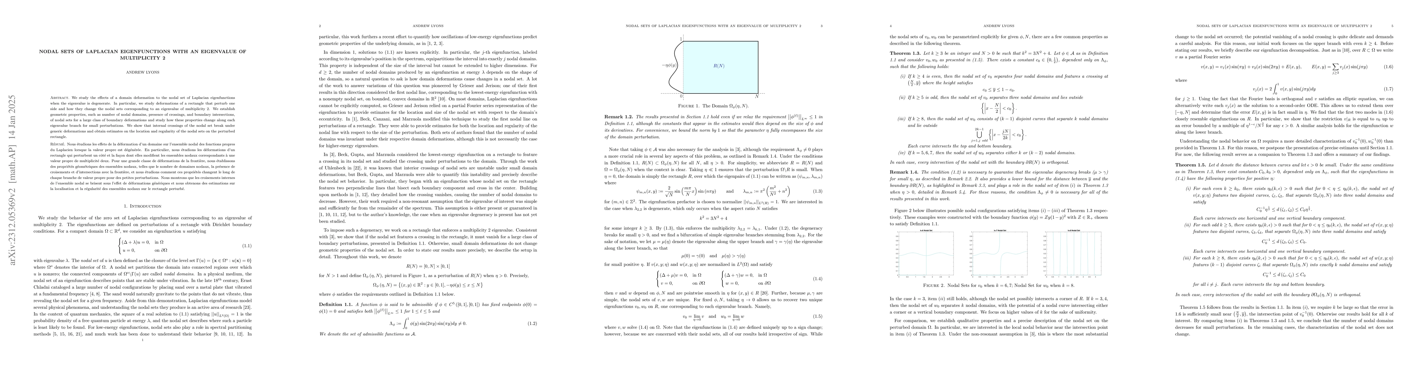 Thumbnail for Nodal Sets of Laplacian Eigenfunctions with an Eigenvalue of
  Multiplicity 2