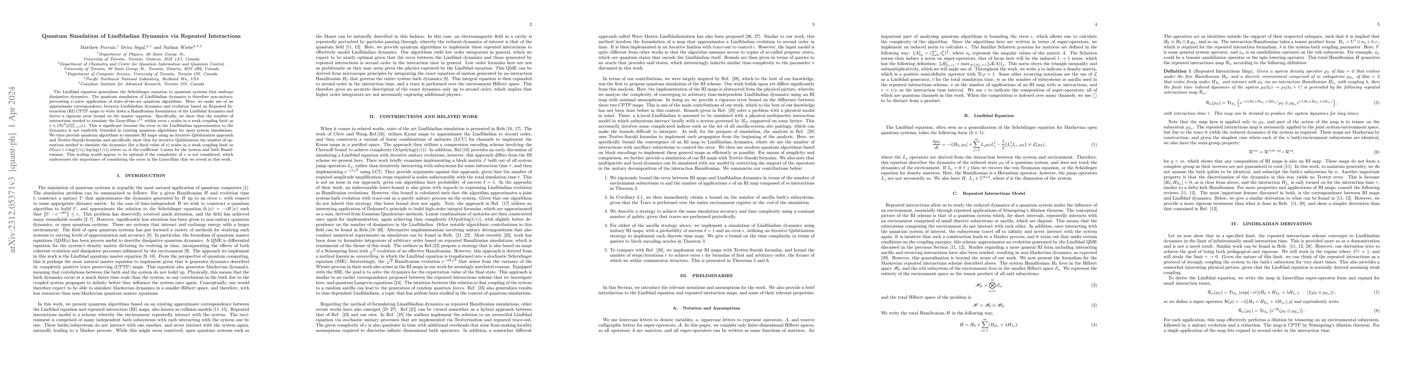 Thumbnail for Quantum Simulation of Lindbladian Dynamics via Repeated Interactions