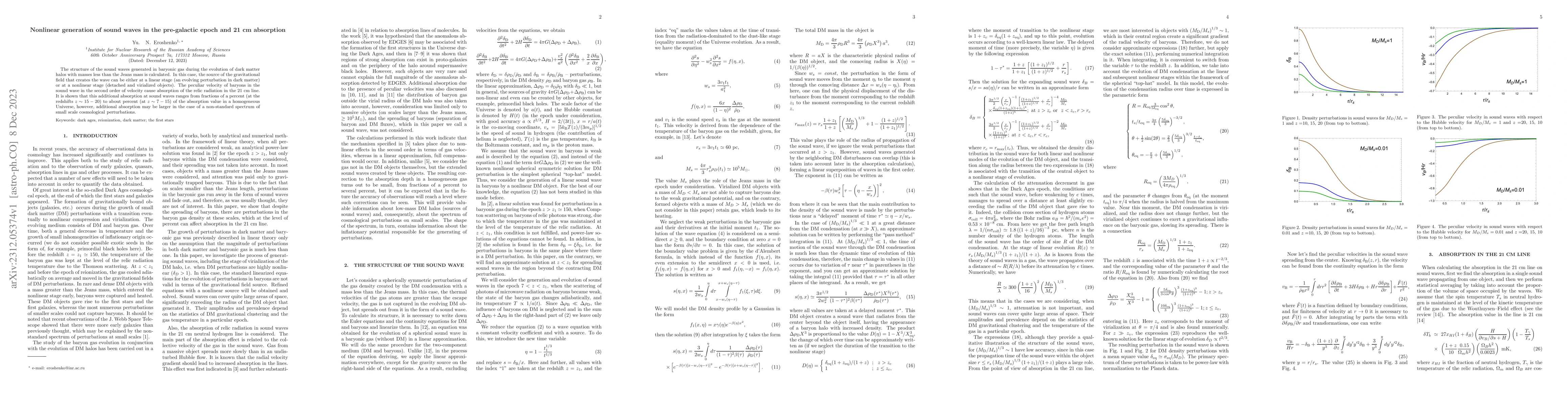 Thumbnail for Nonlinear generation of sound waves in the pre-galactic epoch and 21 cm
  absorption
