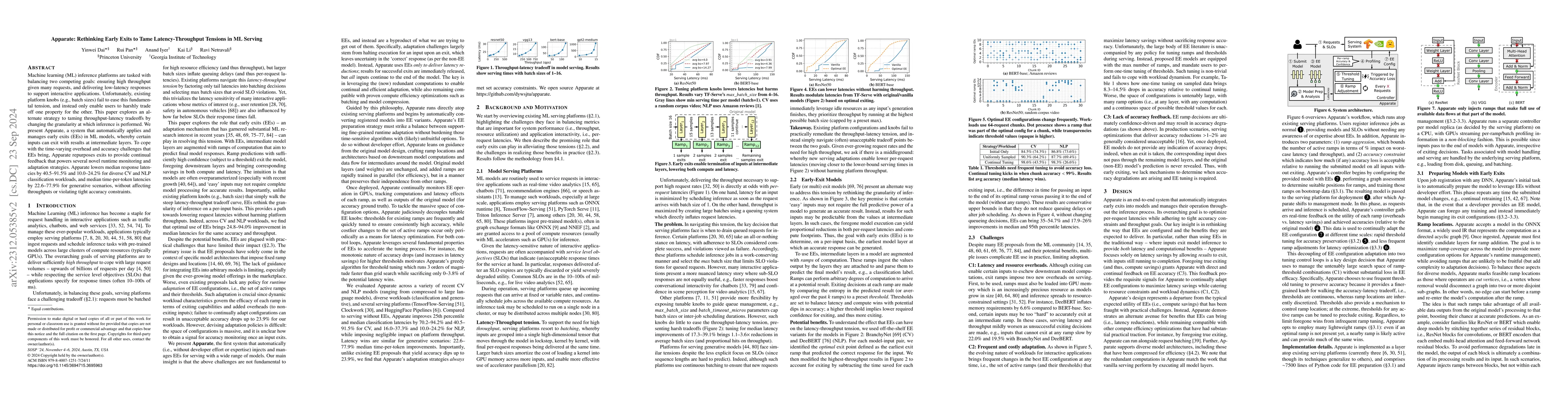 Thumbnail for Apparate: Rethinking Early Exits to Tame Latency-Throughput Tensions in
  ML Serving