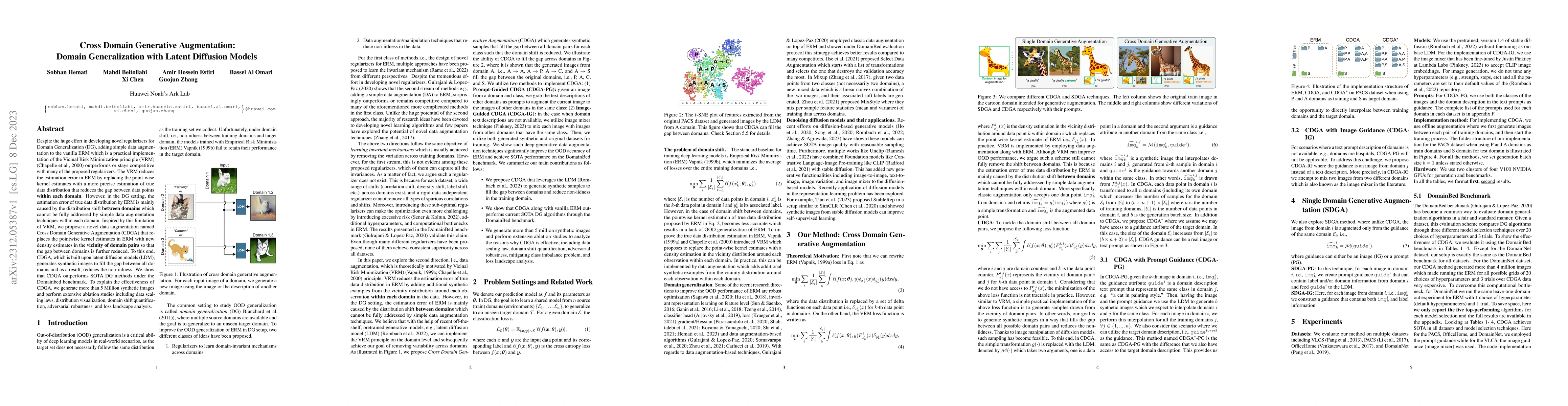 Thumbnail for Cross Domain Generative Augmentation: Domain Generalization with Latent
  Diffusion Models