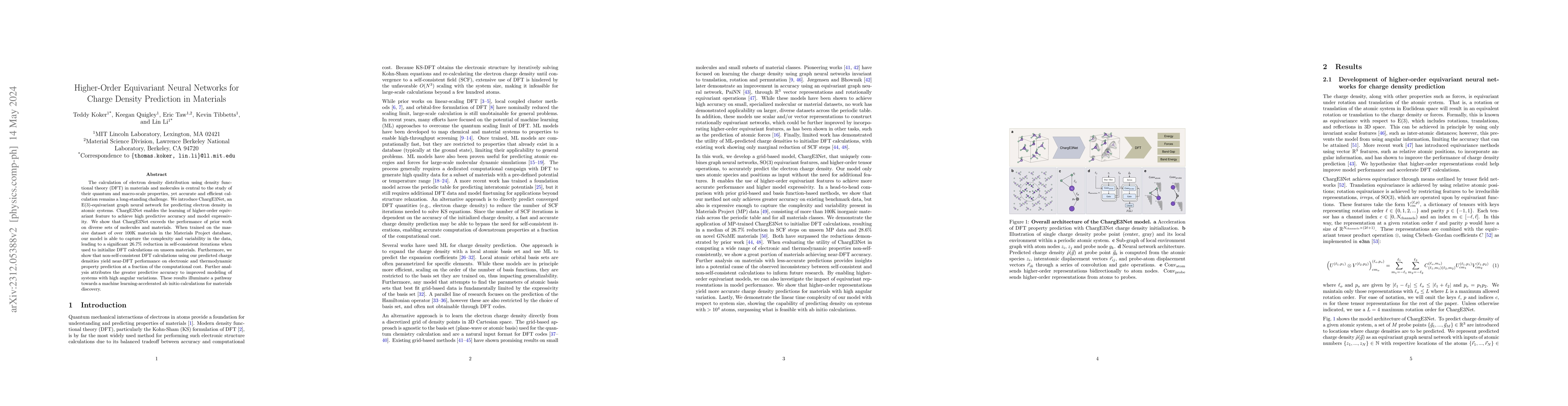 Thumbnail for Higher-Order Equivariant Neural Networks for Charge Density Prediction
  in Materials