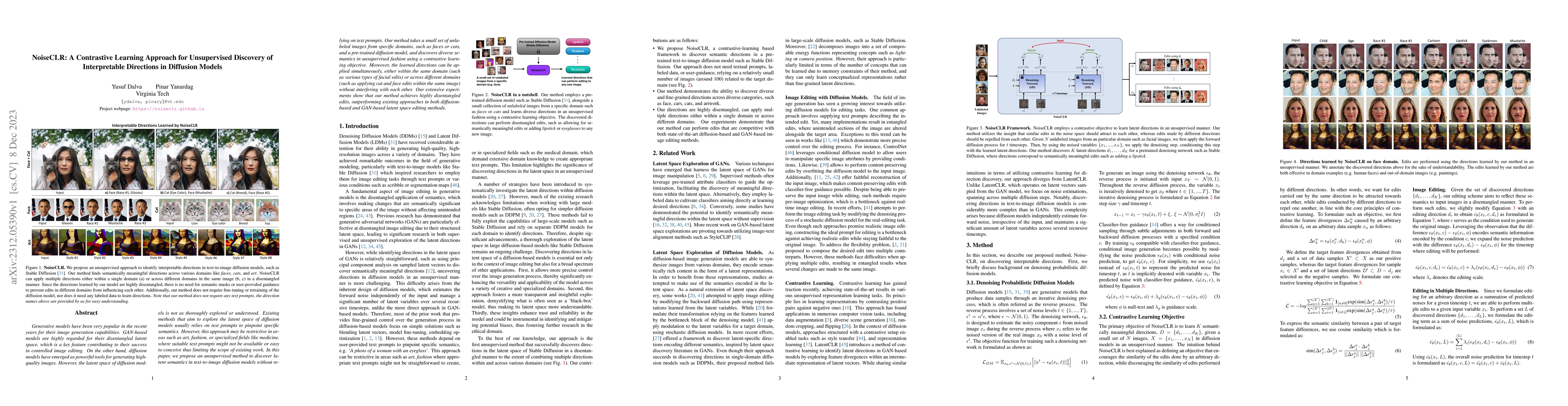 Thumbnail for NoiseCLR: A Contrastive Learning Approach for Unsupervised Discovery of
  Interpretable Directions in Diffusion Models