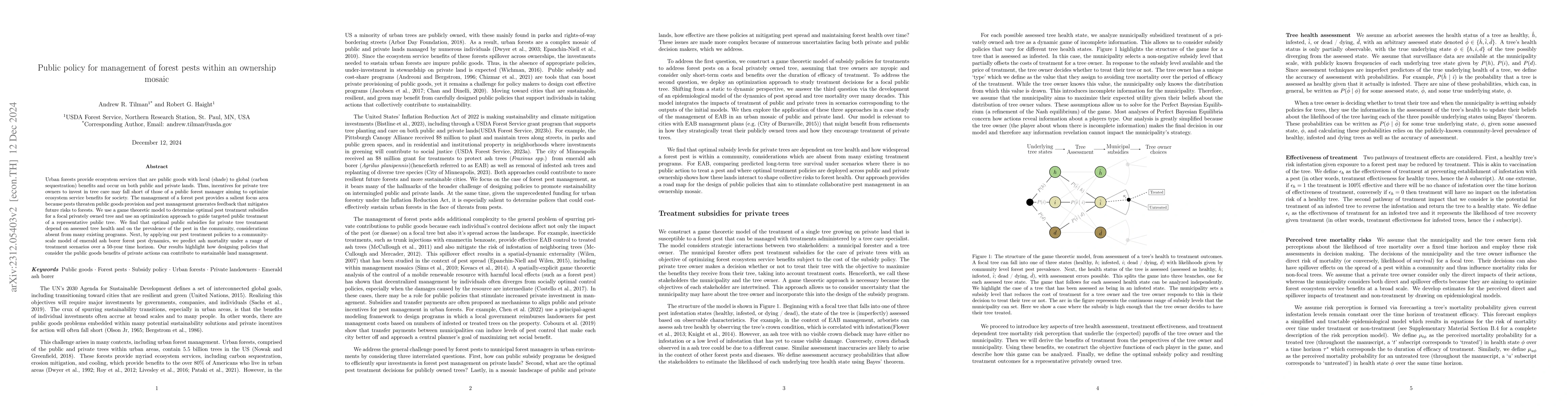 Thumbnail for Public policy for management of forest pests within an ownership mosaic