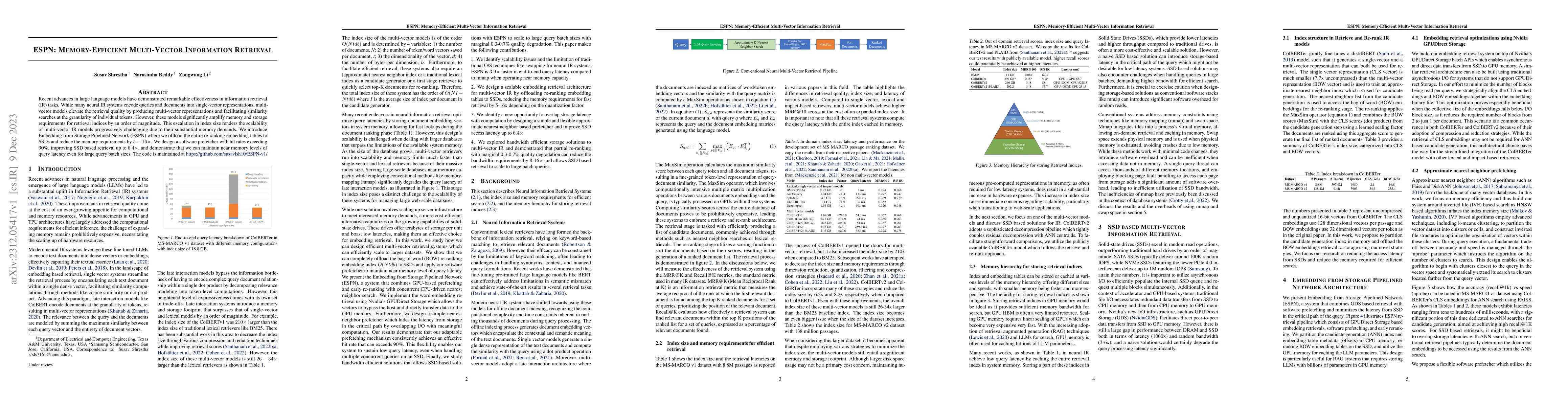 Thumbnail for ESPN: Memory-Efficient Multi-Vector Information Retrieval