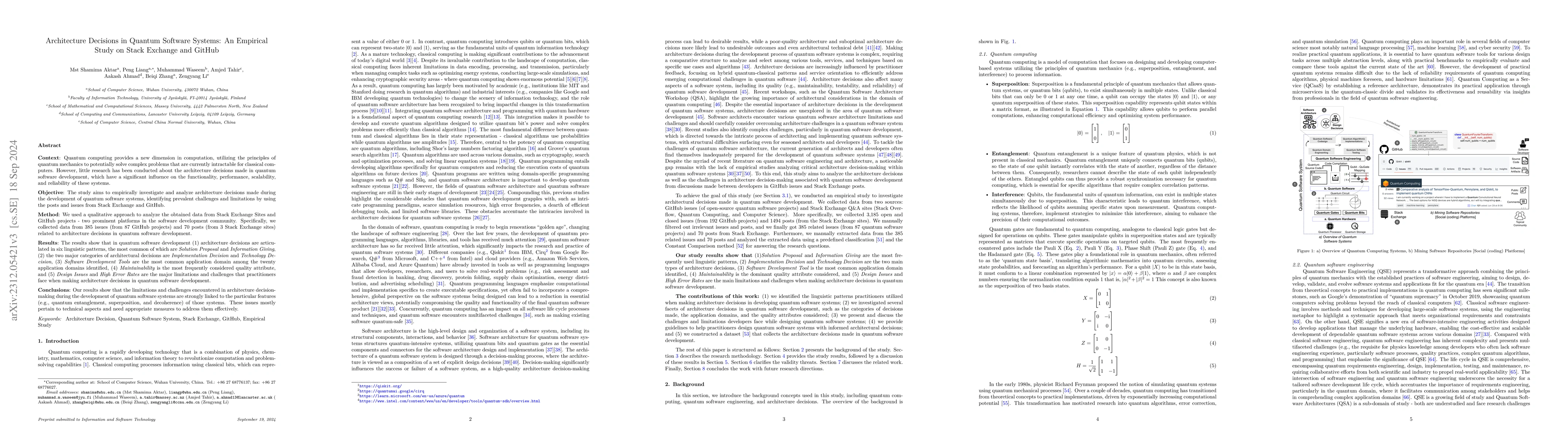 Thumbnail for Architecture Decisions in Quantum Software Systems: An Empirical Study
  on Stack Exchange and GitHub