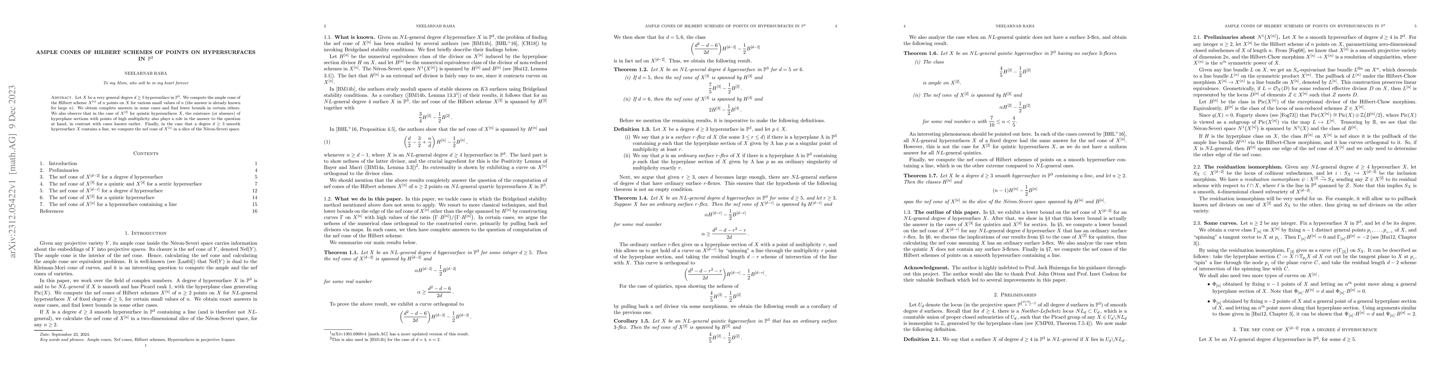 Thumbnail for Ample cones of Hilbert schemes of points on hypersurfaces in
  $\mathbb{P}^3$