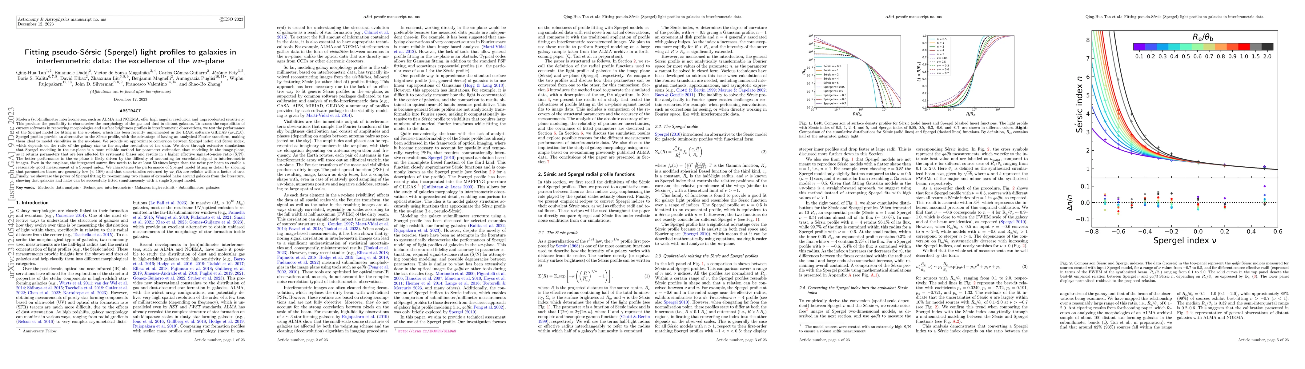 Thumbnail for Fitting pseudo-S${\rm \acute{e}}$rsic(Spergel) light profiles to
  galaxies in interferometric data: the excellence of the $uv$-plane