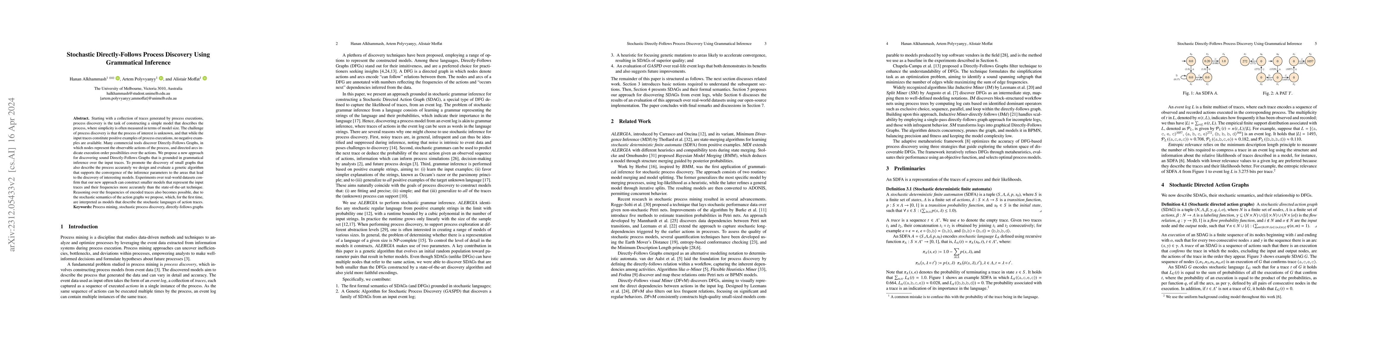 Thumbnail for Stochastic Directly-Follows Process Discovery Using Grammatical
  Inference