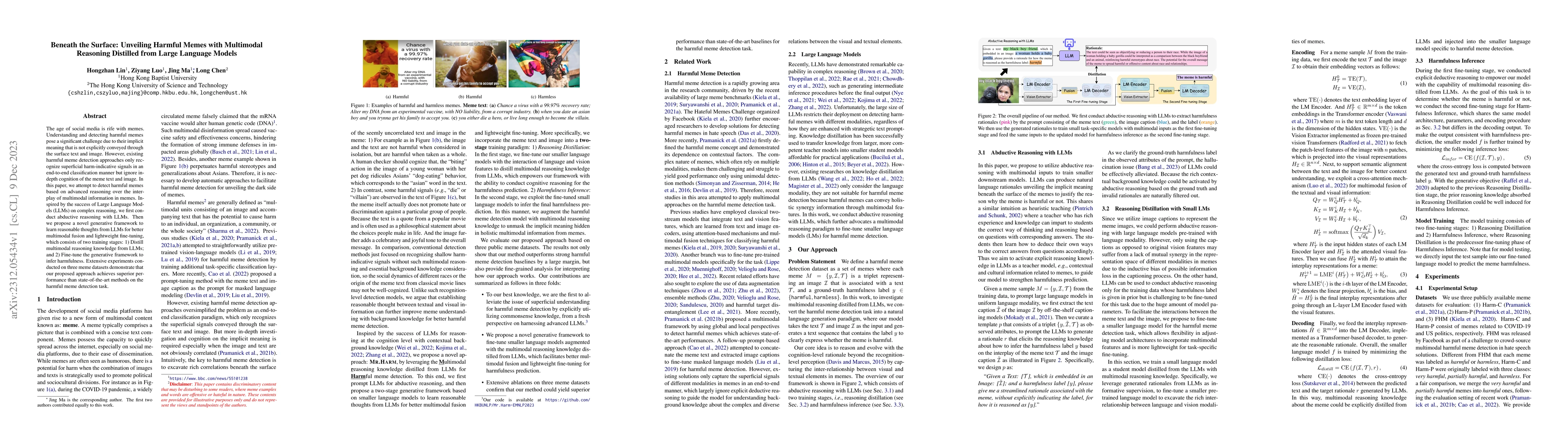 Thumbnail for Beneath the Surface: Unveiling Harmful Memes with Multimodal Reasoning
  Distilled from Large Language Models