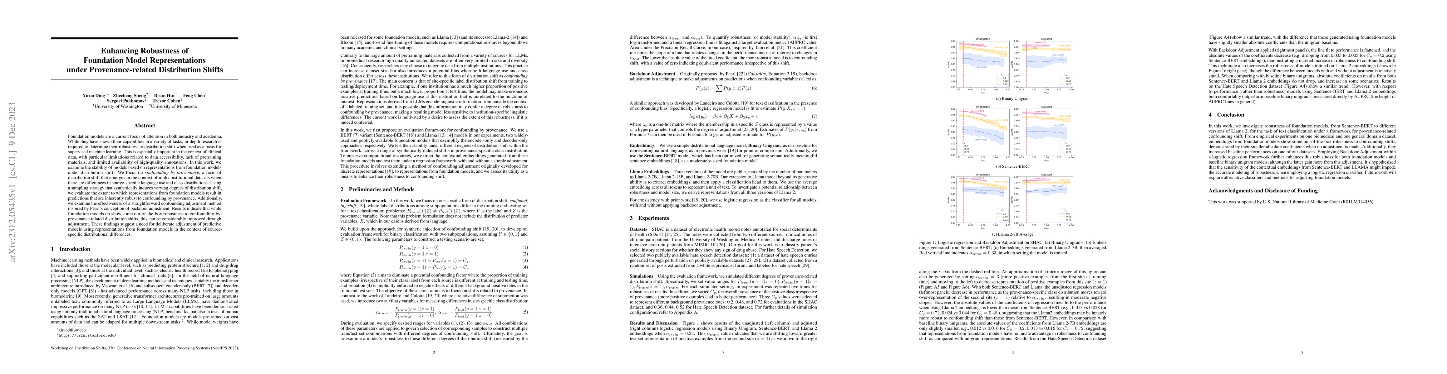 Thumbnail for Enhancing Robustness of Foundation Model Representations under
  Provenance-related Distribution Shifts